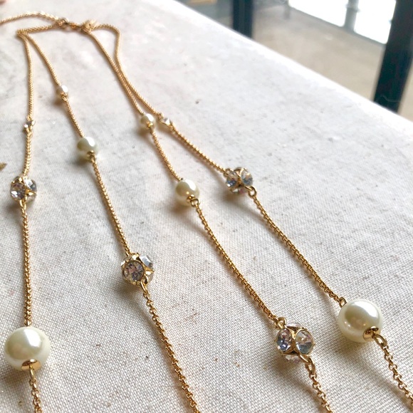kate spade Jewelry - Kate Spade Double strand crystal & pearl necklace